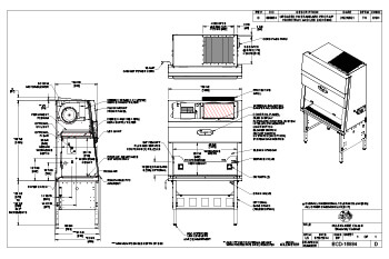 NU-543-400E 230-Volt Biosafety Cabinet Spec Drawing