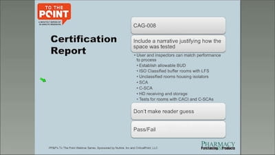 Cleanroom Certification for USP 800 Webinar