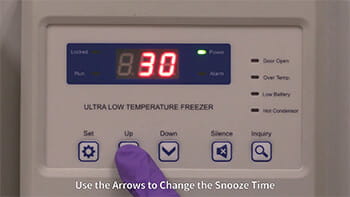 Blizzard NU-99100J Ultralow Freezer Setting Alarm Silence Snooze Time