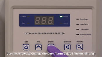 Blizzard NU-99100J Ultralow Freezer Setting the Door Alarm Delay