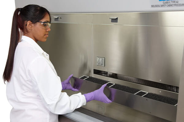 LabGard NU-677 Animal Handling Class II, Type A2 Biosafety Cabinet features a backwall pre-filter to capture large particulates such as animal hair and dander extending HEPA filter life.