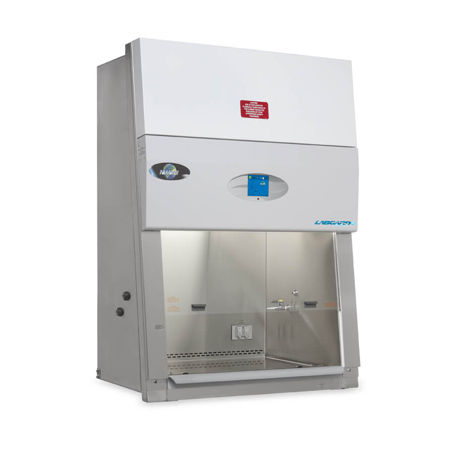 Nominal 3-foot ( 0.9m) bench top style Class II, Type A2 Biosafety Cabinet model NU-545-300 featuring touchscreen controls.
