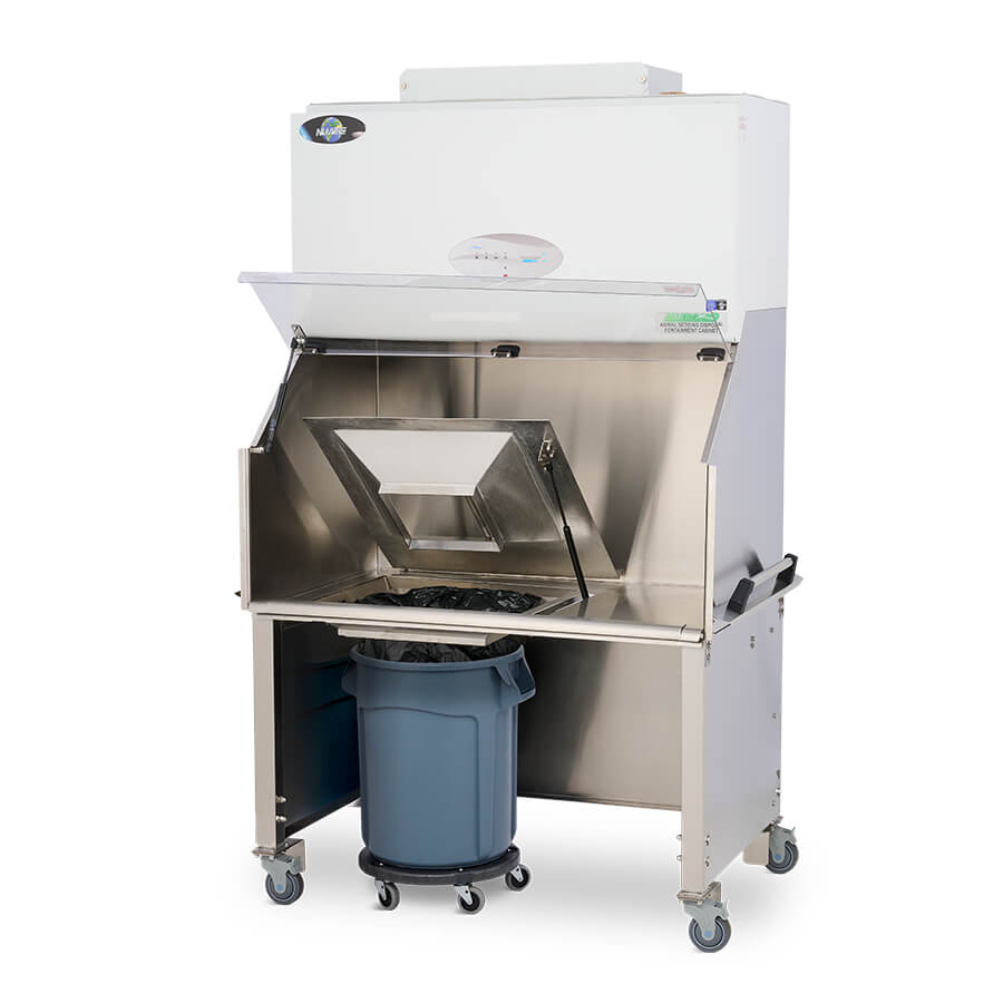 AllerGard NU-608 Animal Refuse Workstation with waste chute open.