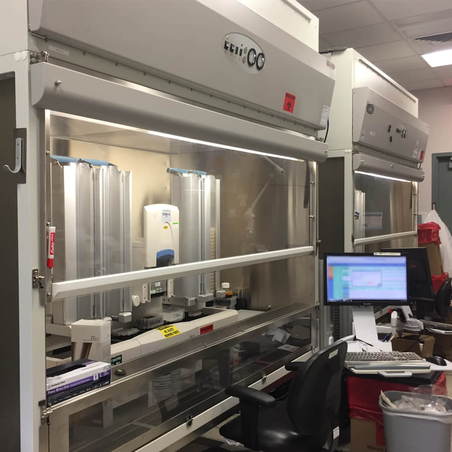 LabGard NU-L121 Custom Biosafety Cabinet with split window for lab automation