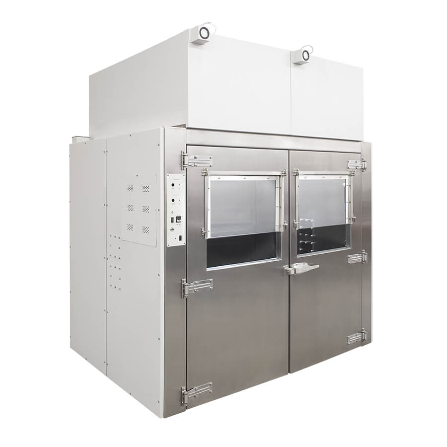 AutoLabGard Mini Room NU-L125 Custom Class II, Type A2 Biosafety Cabinet with exterior doors closed.