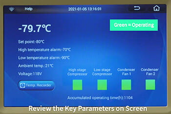 Inquiring Operating Status and Temp Record of a Blizzard VFT Ultralow Freezer