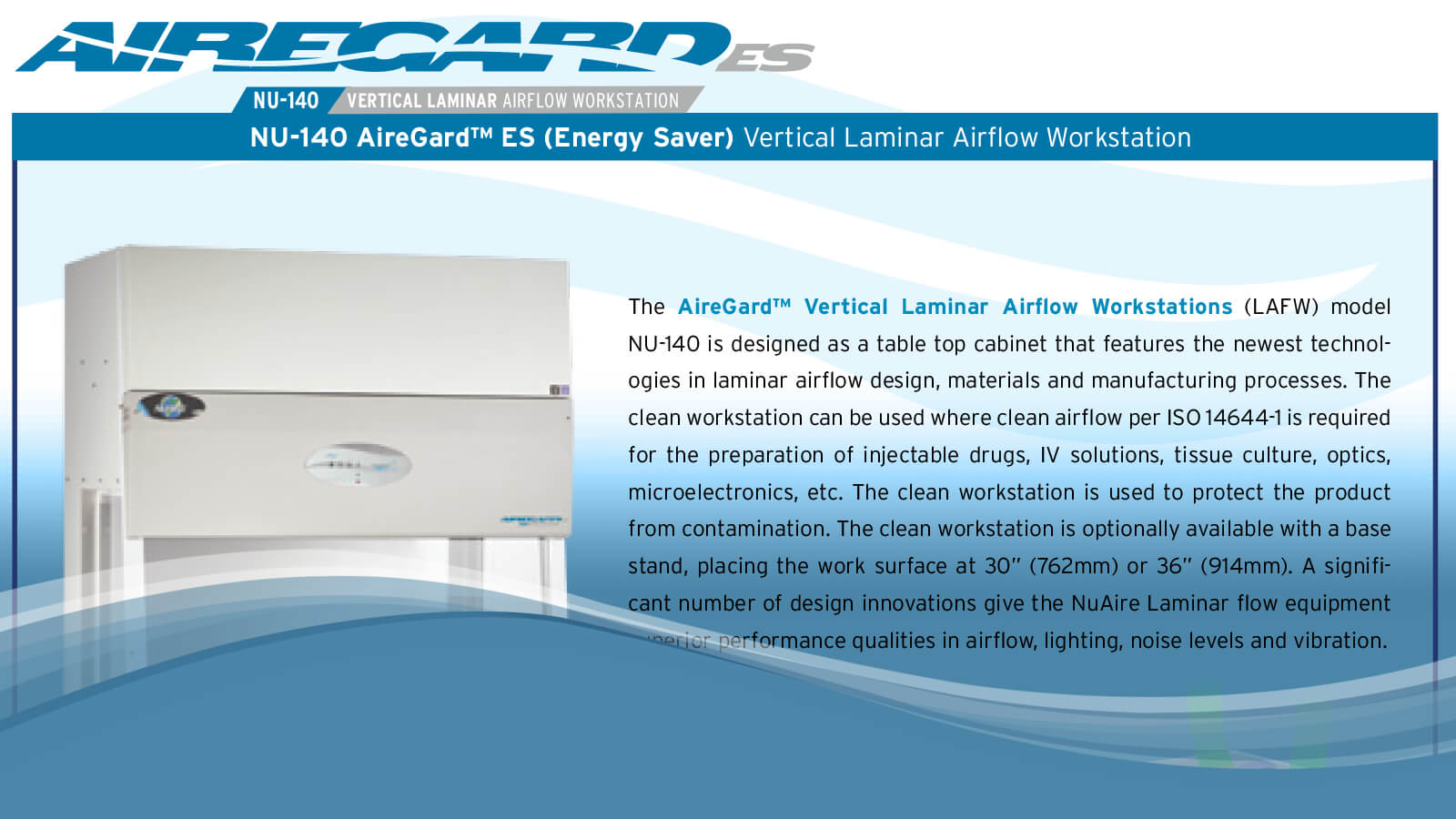 AireGard NU140 Vertical Laminar Flow Hood Leaflet NuAire