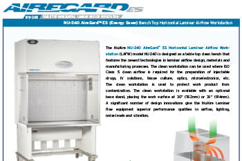 AireGard NU-240 Bench Top Style Horizontal Laminar Airflow Workstation Leaflet
