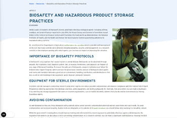 Biosafety and Hazardous Product Storage Practices