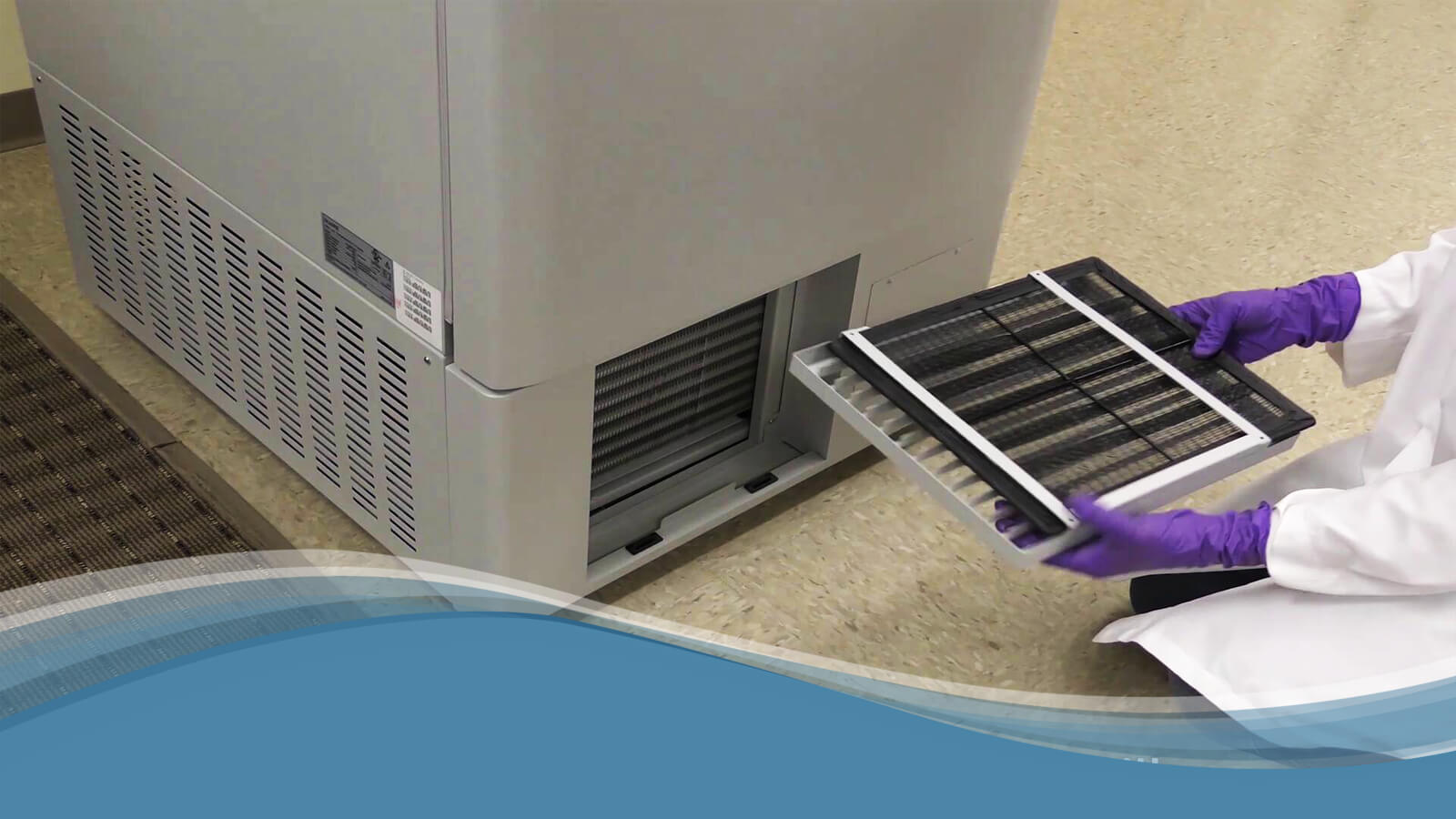 Clean Condenser Filter on Blizzard Freezer NuAire