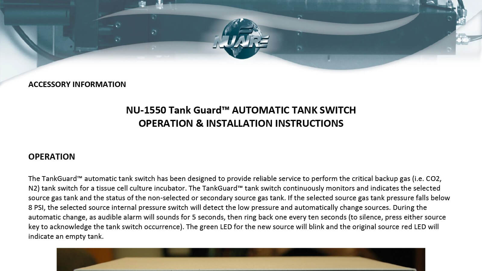 NU1550 CO2 Incubator Tank Switch Setup & Use NuAire