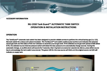 NU-1550 Automatic CO2 Incubator Tank Switch Operation and Installation Instructions