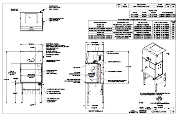 NU-240-330, NU-240-336 Laminar Airflow Hood Specification Drawing