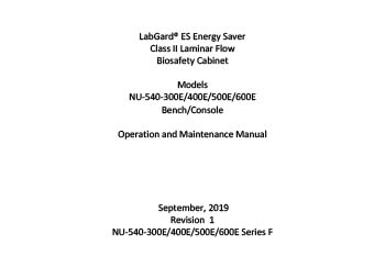 LabGard NU-540 Class II Type A2 Biosafety Cabinet – Operation & Maintenance Manual (OM0280)