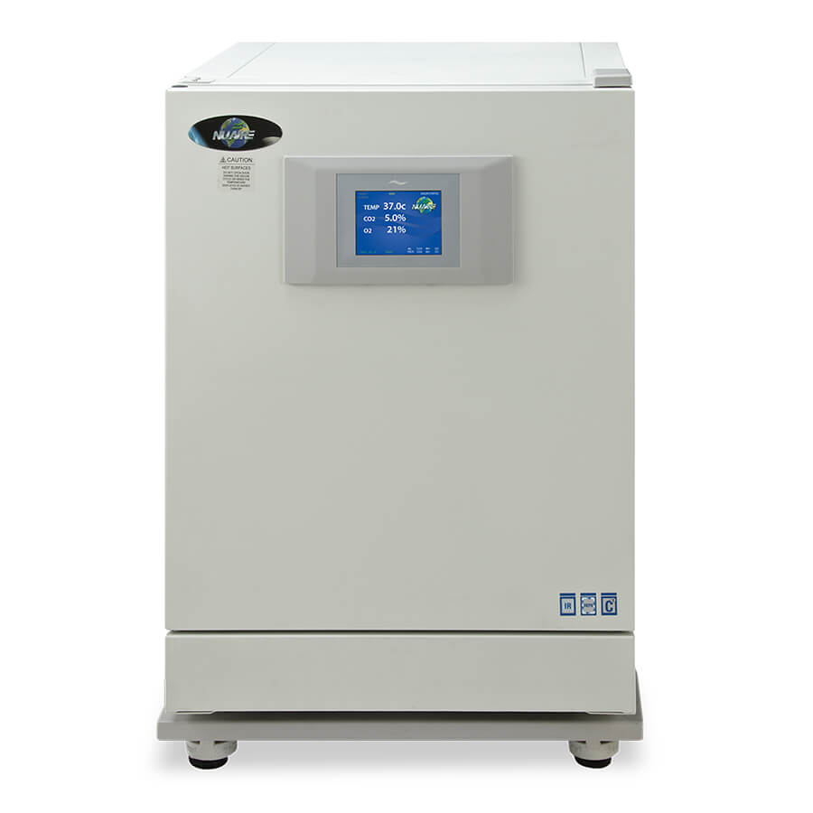 Direct Heat CO2 Incubator NU-5731 with Oxygen Control installed on NU-1582 Castered Platform Base