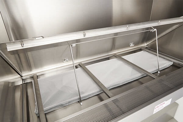 LabGard NU-640 Animal Handling Biosafety Cabinet pre-filter under the work surface. 