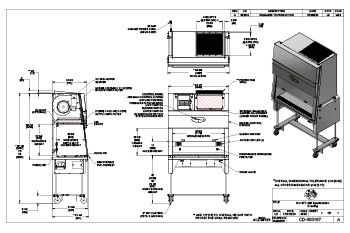 Specification Drawing NU-677-400 Nominal 4-Foot Animal Handling Class II, Type A2 Biosafety Cabinet