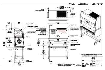 Specification Drawing NU-677-500 Nominal 5-Foot Animal Handling Class II, Type A2 Biosafety Cabinet