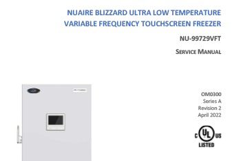 OM0300 NU-99729VFT Ultralow Freezer Service Manual