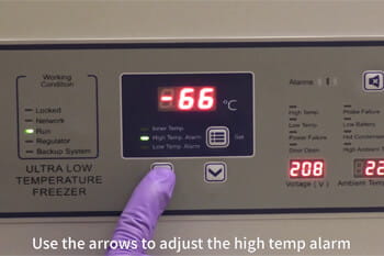 Setting High Temperature Alarm on Blizzard Ultralow Temperature Freezers