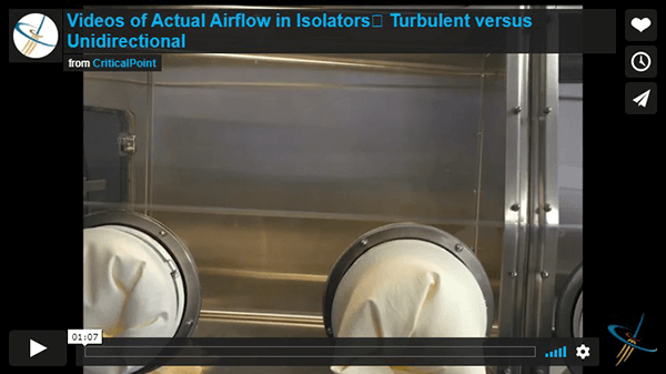 Turbulent vs unidirectional airflow in a restricted access barrier system.