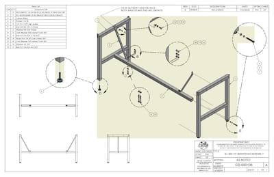 NU-800-127 Base Stand Assembly Drawing