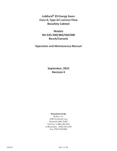 NU-545 Operation and Maintenance Manual