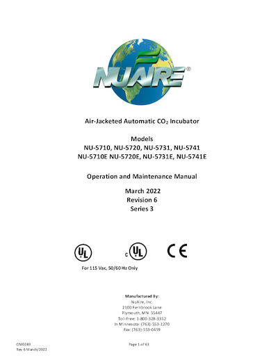 OM0249 NU-5710/E through NU-5741/E CO2 Incubator Manual