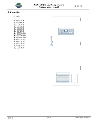 yururi.ページ NuAire Ultra Low Temperature Freezer User Manual | NuAire