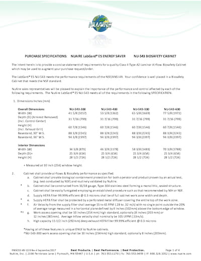 LabGard NU-543 Class II, Type A2 Biosafety Cabinet | NuAire