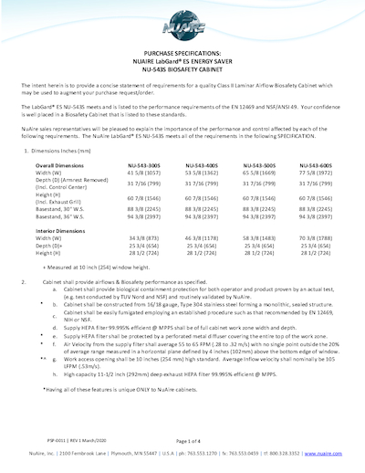 LabGard NU-543 Class II, Type A2 Biosafety Cabinet | NuAire