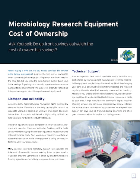 Microbiology Research Equipment Cost of Ownership White Paper