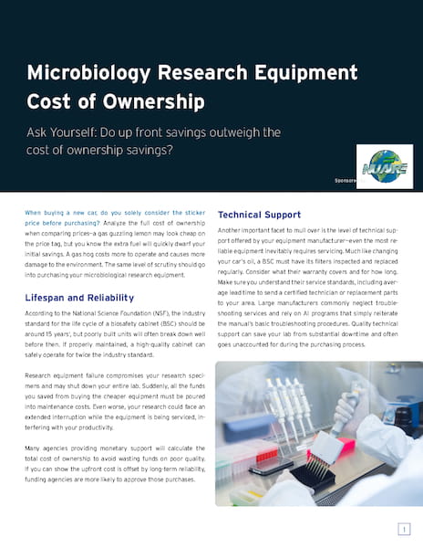 Microbiology Research Equipment Cost of Ownership White Paper