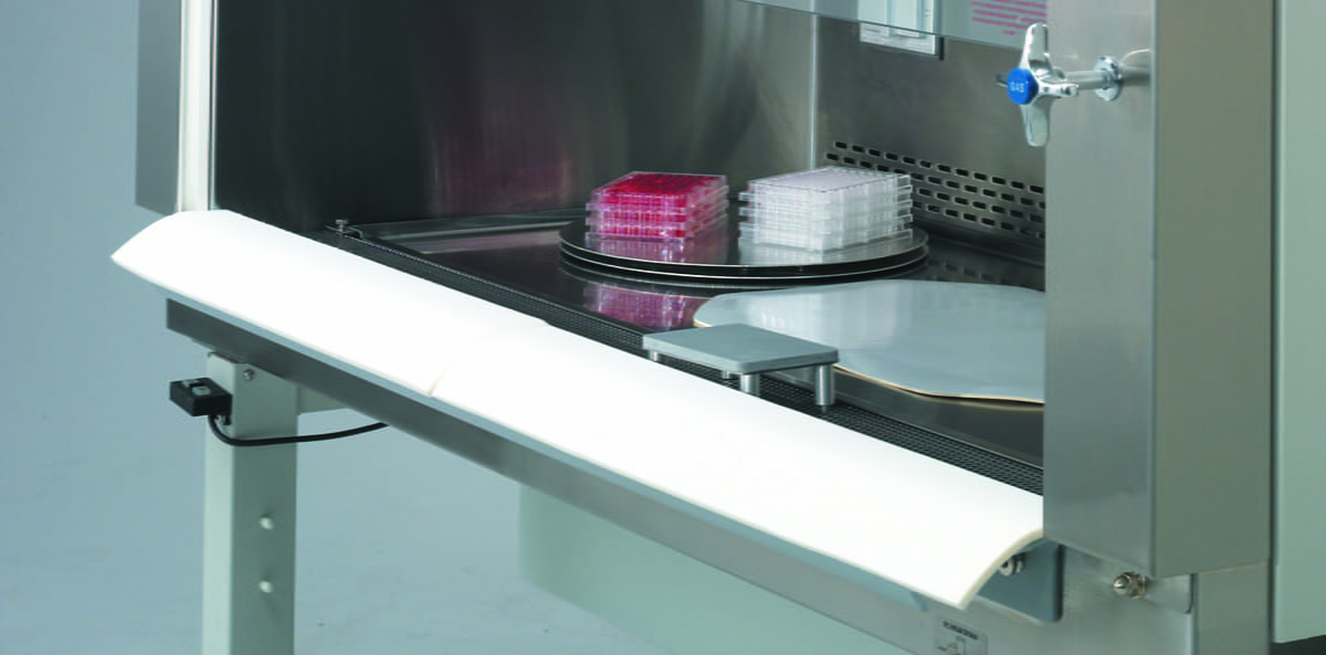 NuAire BSC ergonomic accessories include padded armrest extension, movable padded elbow rests, and stainless steel turn tables.