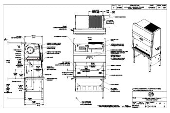 NU-540-500 5FT 115V Class II, Type A2 Biosafety Cabinet – Engineering Drawing