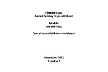 NU-608E Animal Waste Station 230V Manual